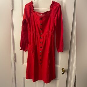 Red Button-Down Dress